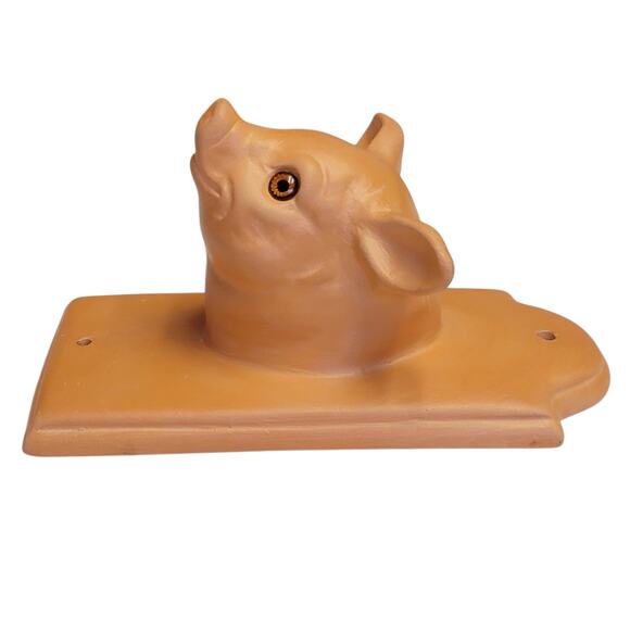 VTG Terracotta Pig Wall Hanging 3D Glass Eyes Farmhouse Home Decor Ceramic 3.5x7 - Picture 4 of 7